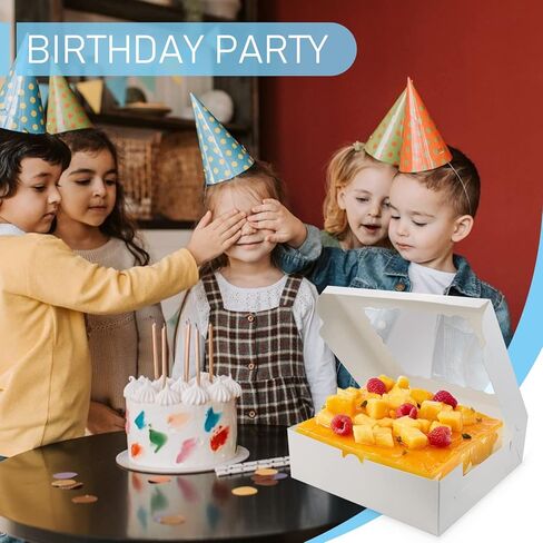 بيركور 20 قطعة 8 × 8 × 2.5 انش من الورق المقوى الابيض صناديق المخبوزات وصناديق المعجنات وصناديق الكيك مع نافذة شفافة للبسكويت والدونات والشوكولاتة والفطائر in Kuwait