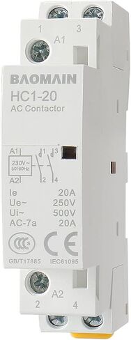 Baomain AC Contactor HC1-20/20, 230V 20A 2 Pole 2NO Universal Circuit Control DIN Rail Mount in Saudi Arabia