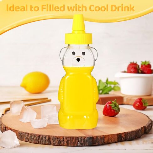 Roshtia 50 Pcs 5 oz Honey Bear Bottles Plastic Empty Clear Squeeze Honey Container Cups Bear Reusable Juice Bottle Bulk with Leak Proof Spout Lids for Storing Dispensing Baby Shower Gifts in Kuwait