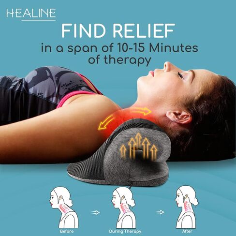 HEALINE Heated Neck Stretcher for Neck and Shoulder Relax, Neck Relaxer Cervical Traction Device with 6 Foot USB, Neck and Shoulder Relaxer for TMJ Pain Relief Pillow in Kuwait