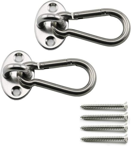 Lind Kitchen 2-Pack M6 السقف والجدار تعليق الأجهزة المناسب مجموعة 304 الفولاذ المقاوم للصدأ الثقيلة وسادة بيضاوية العين هوك لوحة + خطاف المفاجئة لأرجوحة اليوغا أرجوحة ملحقات القوارب البحرية in Kuwait