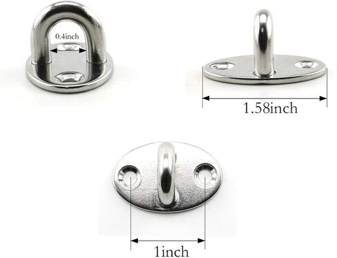 Lind Kitchen 2-Pack M6 السقف والجدار تعليق الأجهزة المناسب مجموعة 304 الفولاذ المقاوم للصدأ الثقيلة وسادة بيضاوية العين هوك لوحة + خطاف المفاجئة لأرجوحة اليوغا أرجوحة ملحقات القوارب البحرية in Kuwait