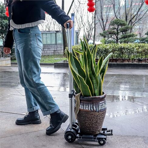 Folding Luggage Cart with Expandable Chassis, 4 Wheels Aluminum Folding Hand Truck,Collapsible Heavy Duty Travel Dolly Cart,120lbs in Saudi Arabia