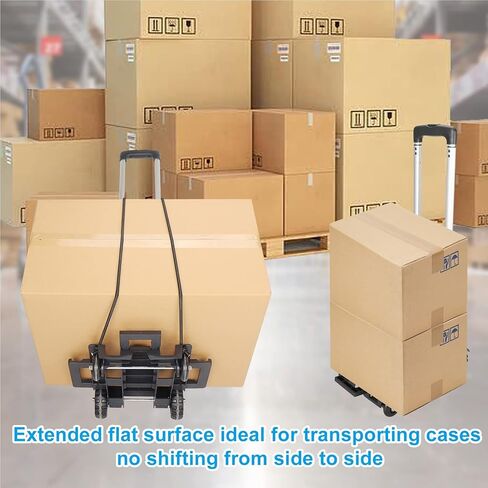 Folding Luggage Cart with Expandable Chassis, 4 Wheels Aluminum Folding Hand Truck,Collapsible Heavy Duty Travel Dolly Cart,120lbs in Saudi Arabia