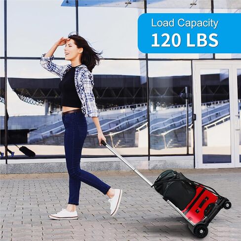 Folding Luggage Cart with Expandable Chassis, 4 Wheels Aluminum Folding Hand Truck,Collapsible Heavy Duty Travel Dolly Cart,120lbs in Saudi Arabia