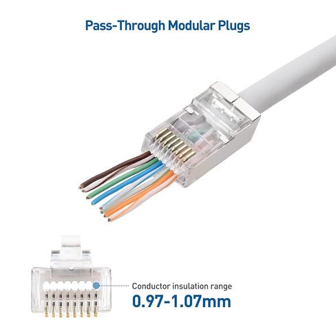 كابل ماترز 50 حزمة من موصلات Cat 6 تمر عبر موصلات RJ45 (أطراف Cat 6 / موصل Cat6 / مقابس RJ45 المعيارية / مقابس إيثرنت / موصل الشبكة) لكابل إيثرنت UTP الصلب أو المجدولة in Saudi Arabia