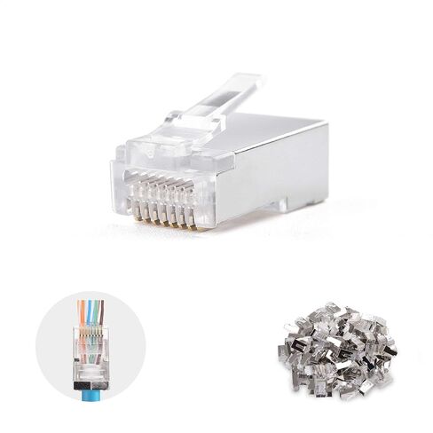 كابل ماترز 50 حزمة من موصلات Cat 6 تمر عبر موصلات RJ45 (أطراف Cat 6 / موصل Cat6 / مقابس RJ45 المعيارية / مقابس إيثرنت / موصل الشبكة) لكابل إيثرنت UTP الصلب أو المجدولة in Saudi Arabia