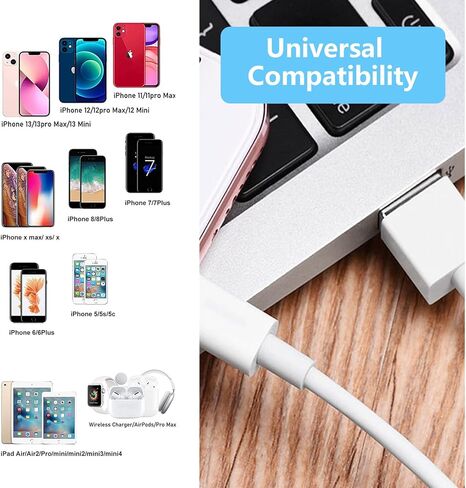 Phone Charger Cord 1m/3.3FT Fast Charging High Speed Data Sync USB Cable Compatible with Phone 1Pack in Kuwait