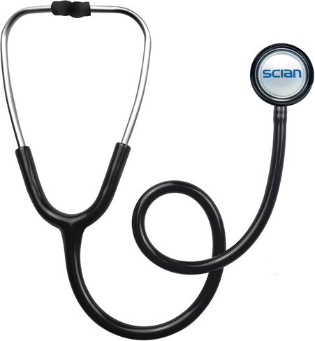 سماعة الطبيب SCIAN - طب القلب الكلاسيكي ذو الرأس الواحد للاستخدام الطبي والسريري، قطعة صدر فضية خفيفة الوزن مناسبة للممرضات والرجال والنساء والأطفال الرضع (أسود) in Kuwait