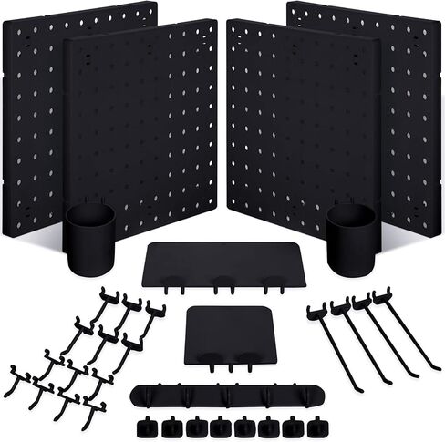 74 قطعة من مجموعات تنظيم Pegboard على الحائط، مجموعات لوحات الحائط Pegboard تتضمن خطاطيف Pegboard وأرفف تخزين وصناديق Pegboard للمطبخ وغرفة المعيشة والحمام والمكتب (أسود) in Kuwait