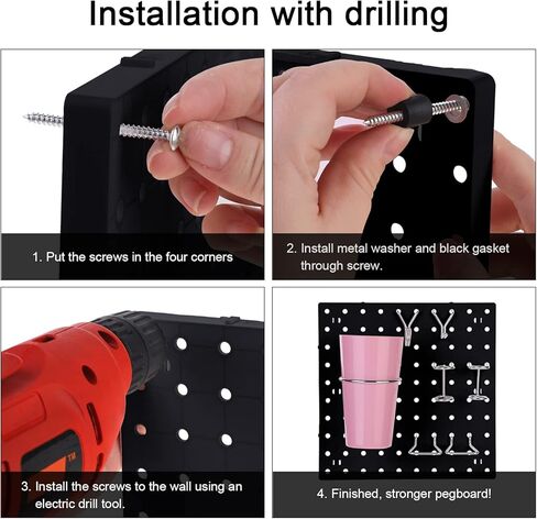 74 قطعة من مجموعات تنظيم Pegboard على الحائط، مجموعات لوحات الحائط Pegboard تتضمن خطاطيف Pegboard وأرفف تخزين وصناديق Pegboard للمطبخ وغرفة المعيشة والحمام والمكتب (أسود) in Kuwait