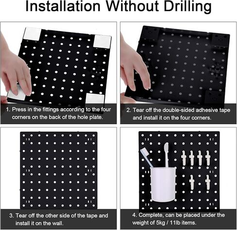 74 قطعة من مجموعات تنظيم Pegboard على الحائط، مجموعات لوحات الحائط Pegboard تتضمن خطاطيف Pegboard وأرفف تخزين وصناديق Pegboard للمطبخ وغرفة المعيشة والحمام والمكتب (أسود) in Kuwait