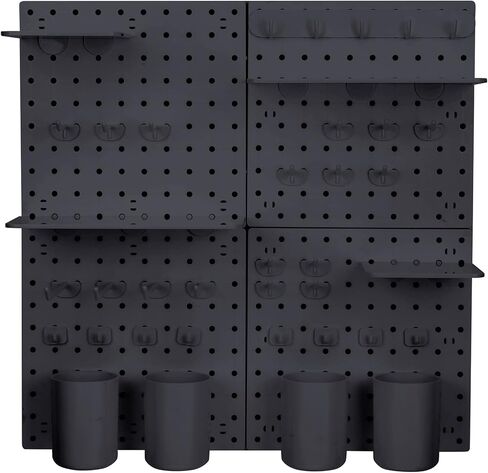 74 قطعة من مجموعات تنظيم Pegboard على الحائط، مجموعات لوحات الحائط Pegboard تتضمن خطاطيف Pegboard وأرفف تخزين وصناديق Pegboard للمطبخ وغرفة المعيشة والحمام والمكتب (أسود) in Kuwait