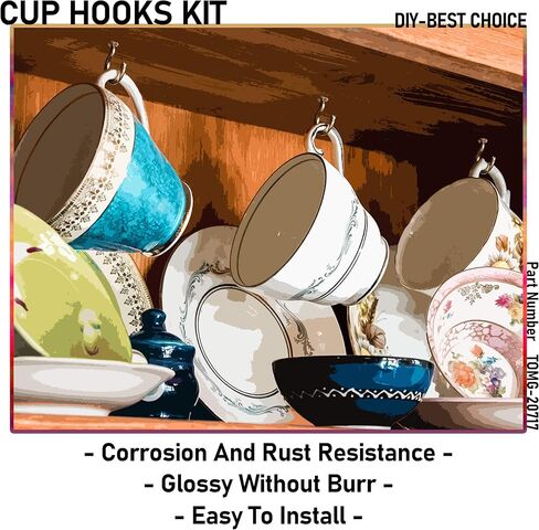 خطافات أكواب برونزية مطاطية مقاس 7/8 بوصة من EIENHOSHI - عبوة من 60 خطافًا لولبيًا لتعليق الأشياء، وخطافات سقف صغيرة رائعة للاستخدام الداخلي والخارجي in Kuwait