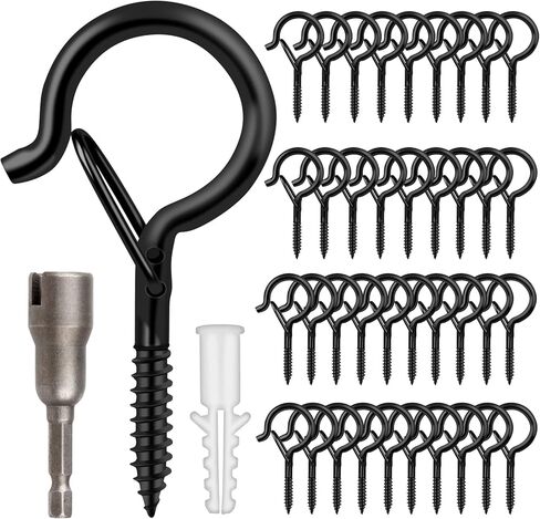 100 قطعة من الخطافات الملولبة للأضواء الخارجية، خطافات إضاءة على شكل حرف Q في الهواء الطلق للخارج، سلة معلقة دوارة، خطافات إضاءة للفناء مع مشبك تثبيت آمن في خطاف عين الزارع لسقف الجدار in Kuwait