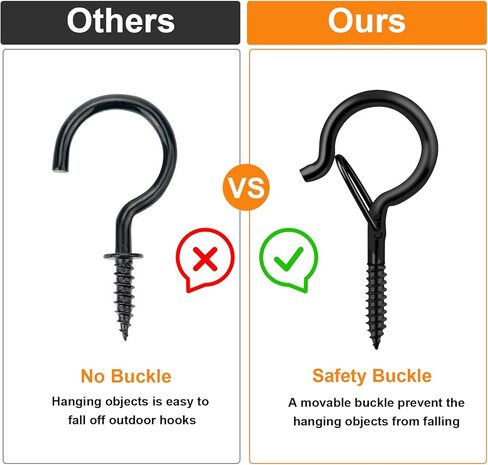 100 قطعة من الخطافات الملولبة للأضواء الخارجية، خطافات إضاءة على شكل حرف Q في الهواء الطلق للخارج، سلة معلقة دوارة، خطافات إضاءة للفناء مع مشبك تثبيت آمن في خطاف عين الزارع لسقف الجدار in Kuwait