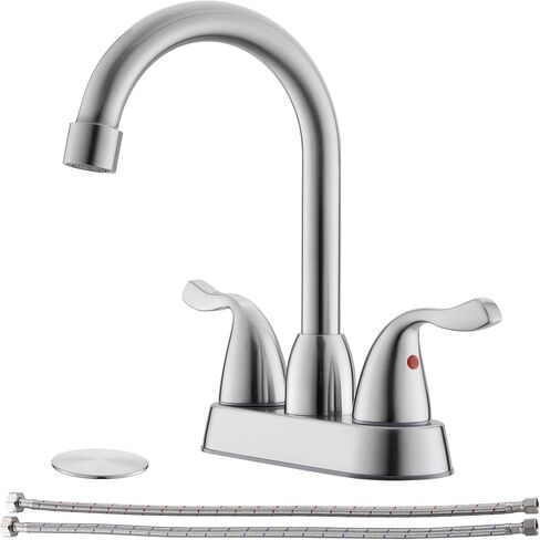 FROPO 2 مقبض صنبور حوض الحمام الأسود - 4 بوصة صنبور مركزي للحمام 2 أو 3 فتحات صنبور مرحاض الحمام صنابير حوض الغرور مع استنزاف منبثق وخطوط إمداد باللون الأسود غير اللامع in Kuwait