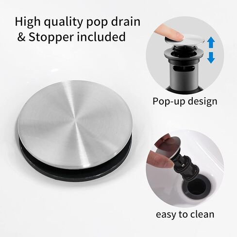 FROPO 2 مقبض صنبور حوض الحمام الأسود - 4 بوصة صنبور مركزي للحمام 2 أو 3 فتحات صنبور مرحاض الحمام صنابير حوض الغرور مع استنزاف منبثق وخطوط إمداد باللون الأسود غير اللامع in Kuwait