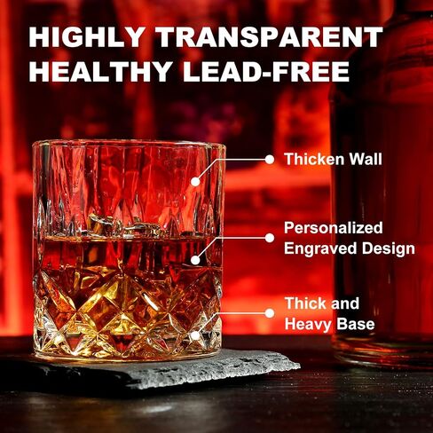 Whiskey Stones Gift Set - Whiskey Glass Set of 2 - Granite Chilling Whiskey Rocks - Scotch Bourbon Box Set - Best Drinking Gifts for Men Dad Husband Birthday Party Holiday Present in Saudi Arabia