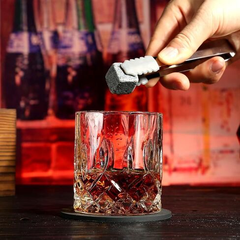 Whiskey Stones Gift Set - Whiskey Glass Set of 2 - Granite Chilling Whiskey Rocks - Scotch Bourbon Box Set - Best Drinking Gifts for Men Dad Husband Birthday Party Holiday Present in Saudi Arabia