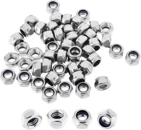 MroMax M5 x 0.8mm Nylon Insert Hex Lock Nuts, 201 Stainless Steel, No Surface Treatment, Pack of 50 in Saudi Arabia