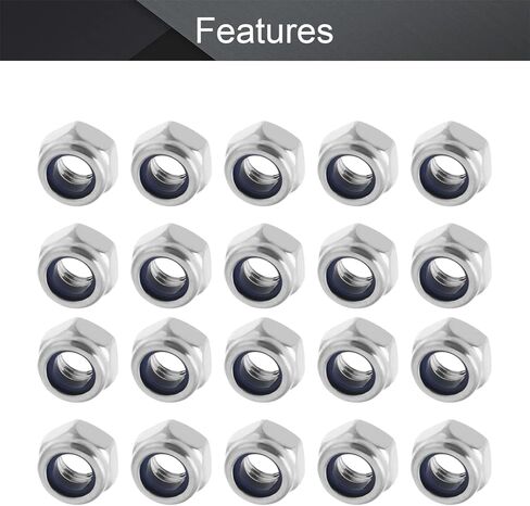 MroMax M5 x 0.8mm Nylon Insert Hex Lock Nuts, 201 Stainless Steel, No Surface Treatment, Pack of 50 in Saudi Arabia