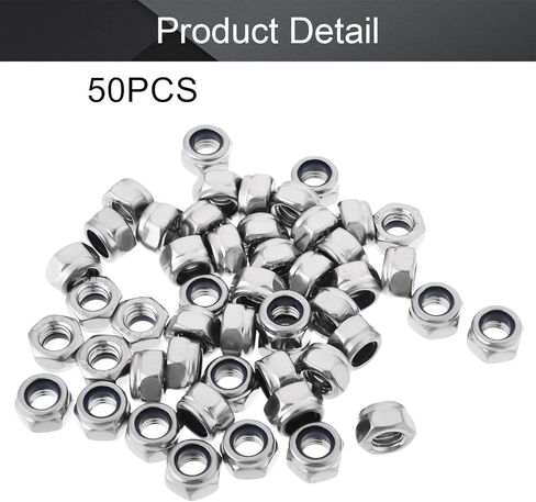 MroMax M5 x 0.8mm Nylon Insert Hex Lock Nuts, 201 Stainless Steel, No Surface Treatment, Pack of 50 in Saudi Arabia