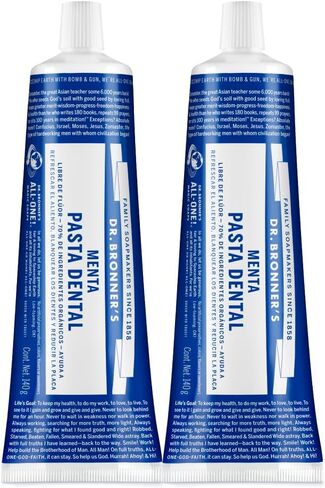 Dr. Bronner’s - All-One Toothpaste (Peppermint, 5 ounce, 3-Pack) - 70% Organic Ingredients, Natural and Effective, Fluoride-Free, SLS-Free, Helps Freshen Breath, Reduce Plaque, Whiten Teeth, Vegan in Kuwait