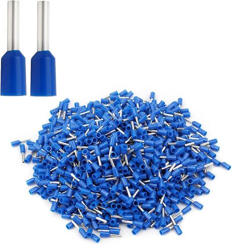 XHF 1000 PCS AWG 14/2.5mm² Wire Ferrules Insulated Copper Crimp Connectors, Crimp Pin Cord End Terminals Blue in Kuwait