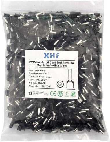 XHF 1000 قطعة AWG 14/2.5 مم² حلقات سلكية موصلات تجعيد نحاسية معزولة، أطراف طرفية لسلك دبوس تجعيد باللون الأزرق in Kuwait