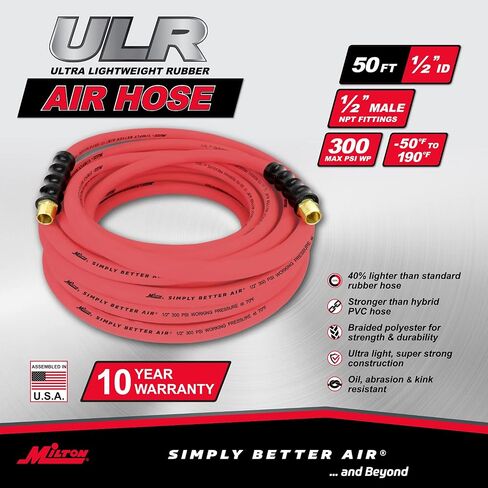 ميلتون ULR125012: خرطوم مطاطي خفيف الوزن للغاية مقاس 1/2 انش × 50 قدم (عرض/ نهايات ان بي تي 1/2 انش) in Saudi Arabia