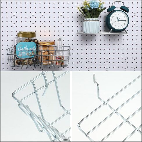 8 قطع من سلال Pegboard رفوف لوحية مربعة الشكل وسلال رف سلكية وصناديق منظم حائط ومرفقات لتنظيم أدوات مختلفة وإكسسوارات طاولة العمل وتخزين المرآب (أسود، S، M، L، XL) in Kuwait