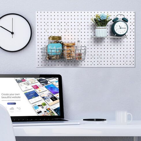 8 قطع من سلال Pegboard رفوف لوحية مربعة الشكل وسلال رف سلكية وصناديق منظم حائط ومرفقات لتنظيم أدوات مختلفة وإكسسوارات طاولة العمل وتخزين المرآب (أسود، S، M، L، XL) in Kuwait