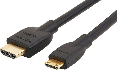 كابل محول Amazon Basics Mini HDMI إلى HDMI، سرعة عالية 18 جيجابت في الثانية، 4K@60 هرتز، 2160 بكسل، لون 48 بت، جاهز للإيثرنت، 6 أقدام، أسود in Saudi Arabia