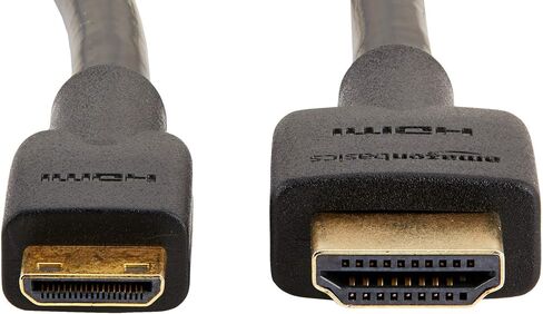 كابل محول Amazon Basics Mini HDMI إلى HDMI، سرعة عالية 18 جيجابت في الثانية، 4K@60 هرتز، 2160 بكسل، لون 48 بت، جاهز للإيثرنت، 6 أقدام، أسود in Saudi Arabia