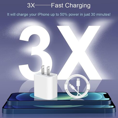 10 Ft iPhone Fast Charger【Apple MFi-Certified】 2-Pack 20W Super Fast Charger cargador with Long Fast Charging Cable for iPhone 14/13/12/11 Pro Max,14 Plus,Mini,Pro/XS/SE/XR/iPad in Kuwait