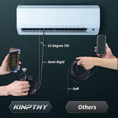 منظار داخلي لاسلكي، 2560P HD WiFi Borescope مع عدسة مزدوجة، كاميرا IP67 مقاومة للماء مع ضوء، كاميرا فحص مع 9 مصابيح LED للهواتف الذكية Android وiOS، 16.4FT in Kuwait