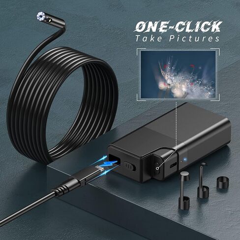 منظار داخلي لاسلكي، 2560P HD WiFi Borescope مع عدسة مزدوجة، كاميرا IP67 مقاومة للماء مع ضوء، كاميرا فحص مع 9 مصابيح LED للهواتف الذكية Android وiOS، 16.4FT in Kuwait