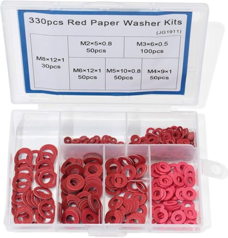 Boeray M2 M3 M4 M5 M6 M8 330 قطعة من الصلب وسادة العزل غسالات الألياف الأحمر الصلب ورقة ميسون طوقا فاصل الفواصل العازلة مجموعة متنوعة in Kuwait