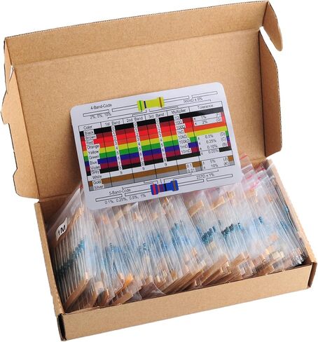 داي مول مجموعة مقاومة 1/4 واط 1% مقاومة غشاء معدني 10 اوم الى 1 متر اوم، مجموعة مقاومة متنوعة لاردوينو راسبيري بي اي للمشاريع الالكترونية ذاتية الصنع مجموعة مقاومات 73 قيمة in Kuwait