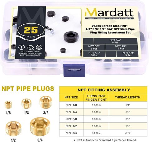 10Pcs 1/4" NPT Plug Pipe Plug Fitting Carbon Steel Male Thread Internal Allen Head Pipe Plug Set in Kuwait