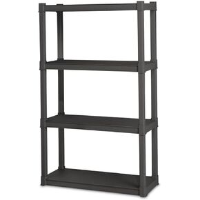 Sterilite Plastic Indoor Outdoor 4 Shelf Durable Shelving Unit for Garage, Basement, Sun Porch, Outbuilding or Shed, 50lb Shelf Max, Gray, 4 Pack in Kuwait