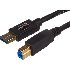 Amazon Basics USB-A to USB-B 3.0 Cable, 4.8Gbps High-Speed with Gold-Plated Plugs, 6 Foot, Black in Saudi Arabia