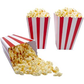 حاويات الفشار المخططة الكبيرة من Jaojaopn، مجموعة حاويات الوجبات الخفيفة لصناديق الفشار مقاس 5.5 × 3.3 من أجل ليلة الفيلم أو موضوعات الحفلات المختلفة. 24 قطعة (أحمر وأبيض) in Kuwait