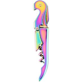 Blush Mirage Double Hinged Corkscrew, Cute Iridescent Wine Bottle Opener and Foil Cutter, Stainless Steel Bar Accessories, 4.75 Inches Long, Set of 1