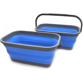 SAMMART 11.6L (3.06 Gallon) Collapsible Rectangular Handy Basket/Bucket (Grey, 1)