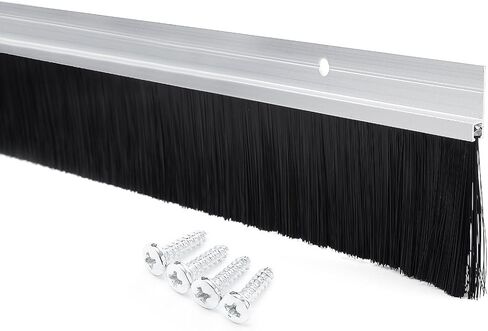 uxcell Door Brush Bottom Sweep Silver Tone h-Shape Aluminum Alloy Holder with 2-inch PP Silicone Soft Brush, 1000mm x 72mm(Approx 39.37-inch x 2.83-inch) in Kuwait
