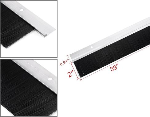 uxcell Door Brush Bottom Sweep Silver Tone h-Shape Aluminum Alloy Holder with 2-inch PP Silicone Soft Brush, 1000mm x 72mm(Approx 39.37-inch x 2.83-inch) in Kuwait