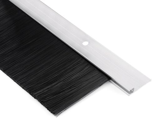 uxcell Door Brush Bottom Sweep Silver Tone h-Shape Aluminum Alloy Holder with 2-inch PP Silicone Soft Brush, 1000mm x 72mm(Approx 39.37-inch x 2.83-inch) in Kuwait