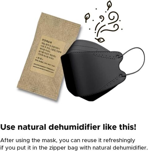 FIXPIX [10 Pack] Black All Keeper KF94 Face Safety Masks 4-Layers Filter Protection with Natural Dehumidifier in Saudi Arabia